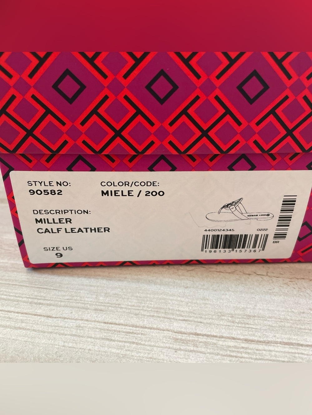 Tory Burch Miller Calf Leather Miele Style 90582 Tan Brown Size 9 - Picture 4 of 9